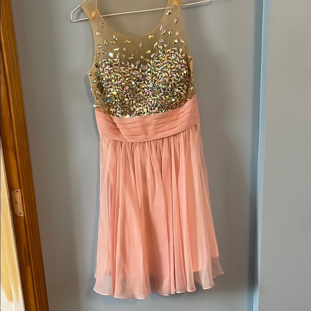 Light Pink Homecoming Dress with Sequin Details
